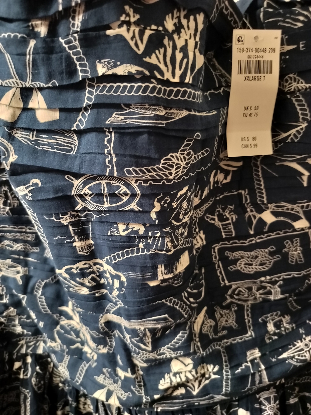 NWT Abercrombie & Fitch Navy and White Nautical Print Dropwaist Sundress - Picture 6 of 6